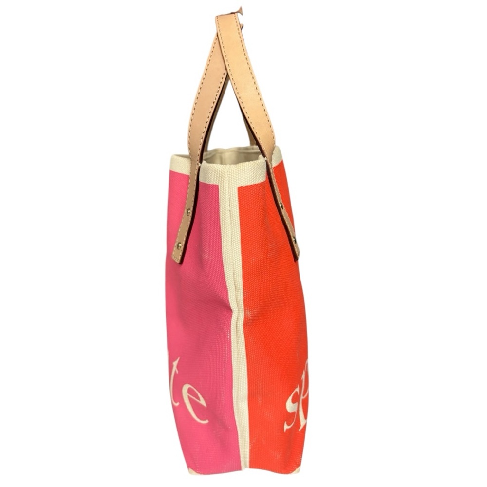 Kate Spade Vibrant Pink and Cream Canvas Tote - Picture 3 of 11